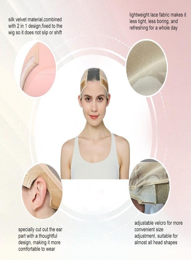 Xiushumyi Wig Cap Lace Wig Grip Cap for Keeping Wigs in Place Wig Cap with Grip Band Make Your Wigs Glue Free Non-Slip Wig Caps for Women(Nude, M) - Image 2